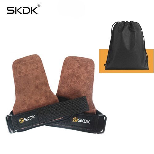 SKDK Grips Cowhide Weight Lifting Gloves Gym Fitness Grip Pads Wrist Wraps Support Crossfit Deadlifts Training Gloves