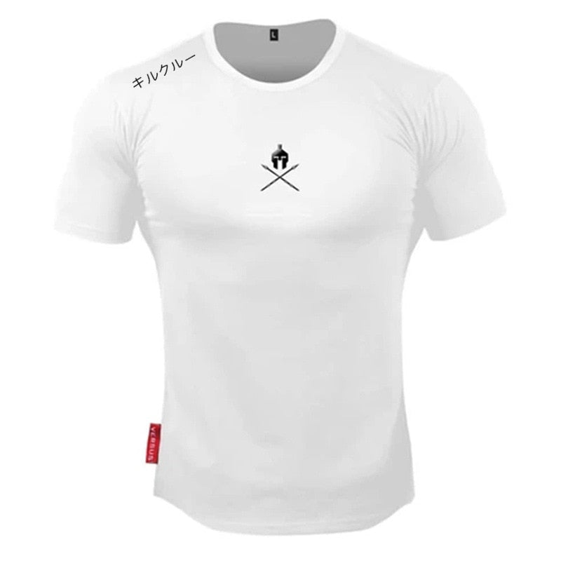 Men T Shirts Fashion Summer Bodybuilding Letter Printed Tshirt Men GYM Fitness Workout O-Neck Show Muscle