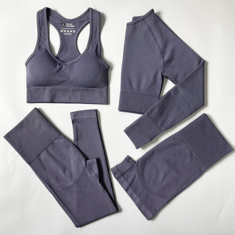 2/3/4pcs Seamless Yoga Set Women Gym Clothes Sportswear Yoga Suits for Fitness Gym Set Underwear Tracksuits Leggings Sports Bra