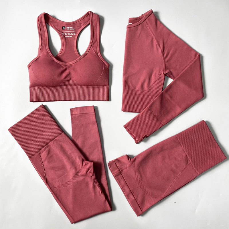 2/3/4pcs Seamless Yoga Set Women Gym Clothes Sportswear Yoga Suits for Fitness Gym Set Underwear Tracksuits Leggings Sports Bra