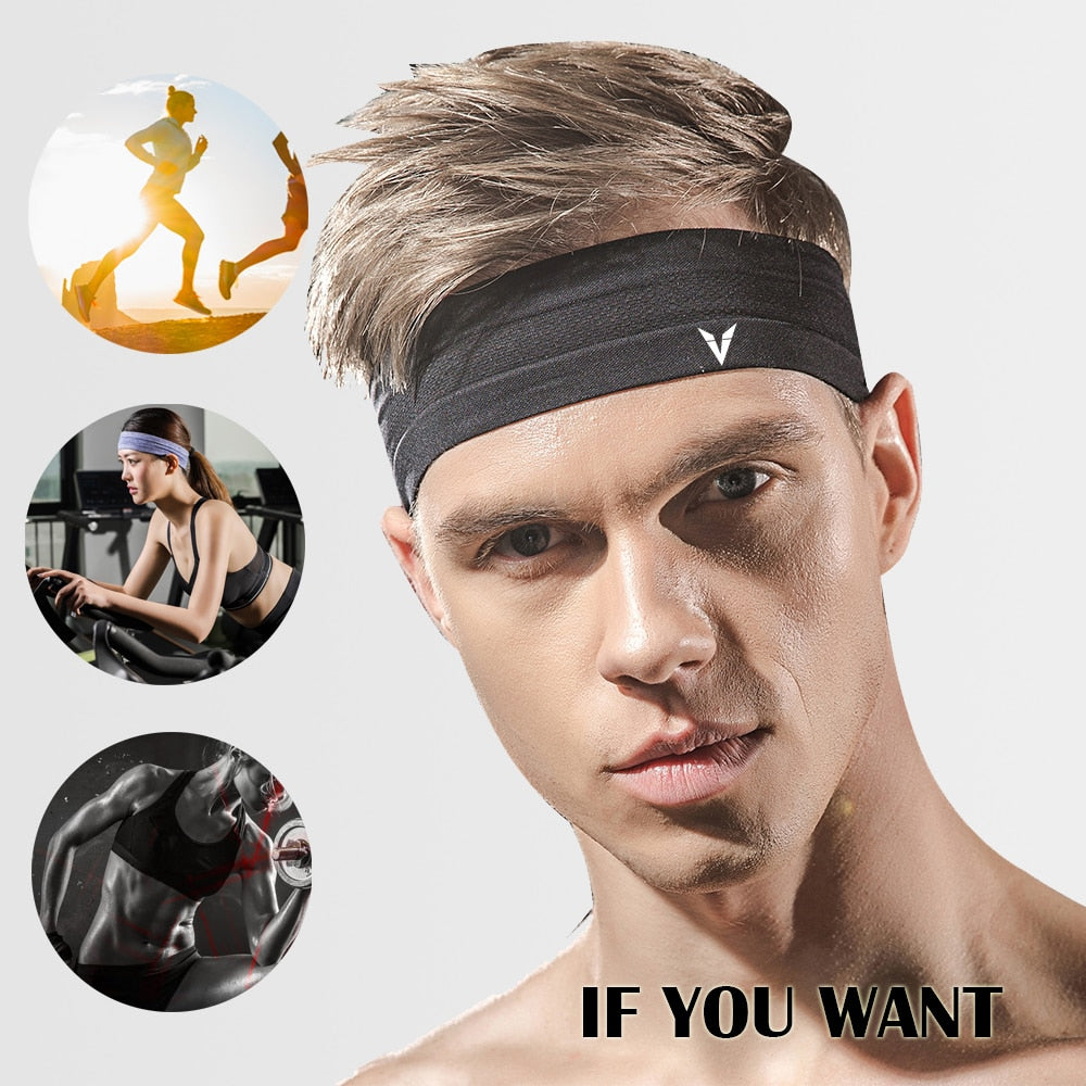Veidoorn 1pcs Sweatband Moisture-Wicking Breathable Men Women Sports Elastic Headband for Fitness gym Running sport basketball