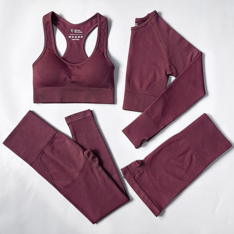 2/3/4pcs Seamless Yoga Set Women Gym Clothes Sportswear Yoga Suits for Fitness Gym Set Underwear Tracksuits Leggings Sports Bra