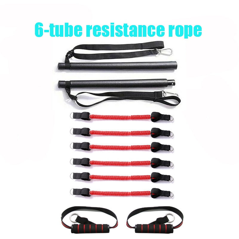 Resistance Band Pilates Stick Gym Exercise Muscle Power Tension Bar  Pilates Bar Home  Work Out Fitness Equipment